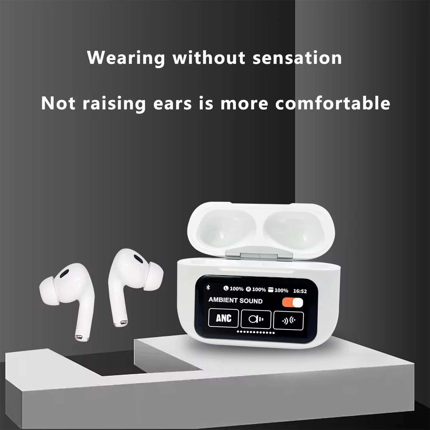 AirPods Pro with Screen – Luxury Look, Premium Performance,Stylish Charging Case,Bluetooth 5.3, HD Audio, Battery Indicator .