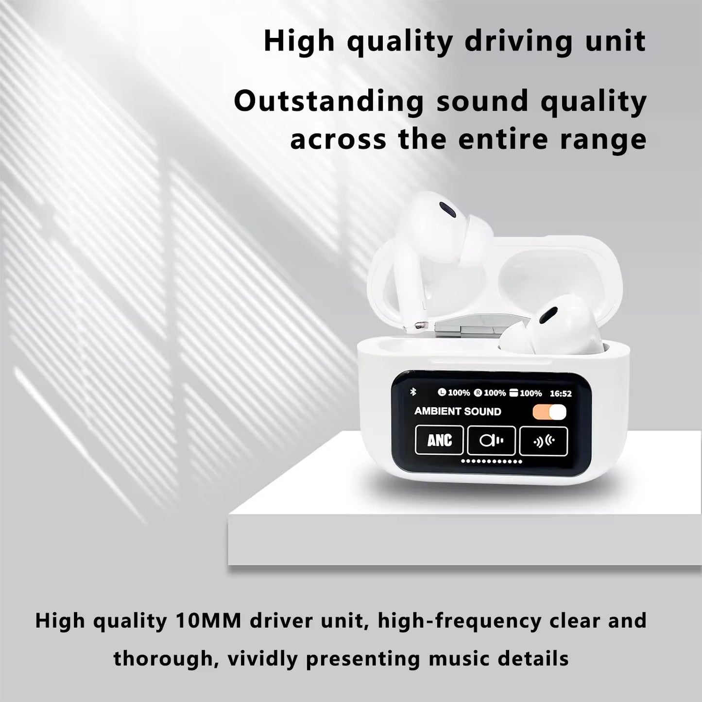 AirPods Pro with Screen – Luxury Look, Premium Performance,Stylish Charging Case,Bluetooth 5.3, HD Audio, Battery Indicator .